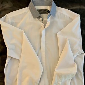 Topman mens white small dresshirt  (36”-38”) 65% polyester/35%cotton